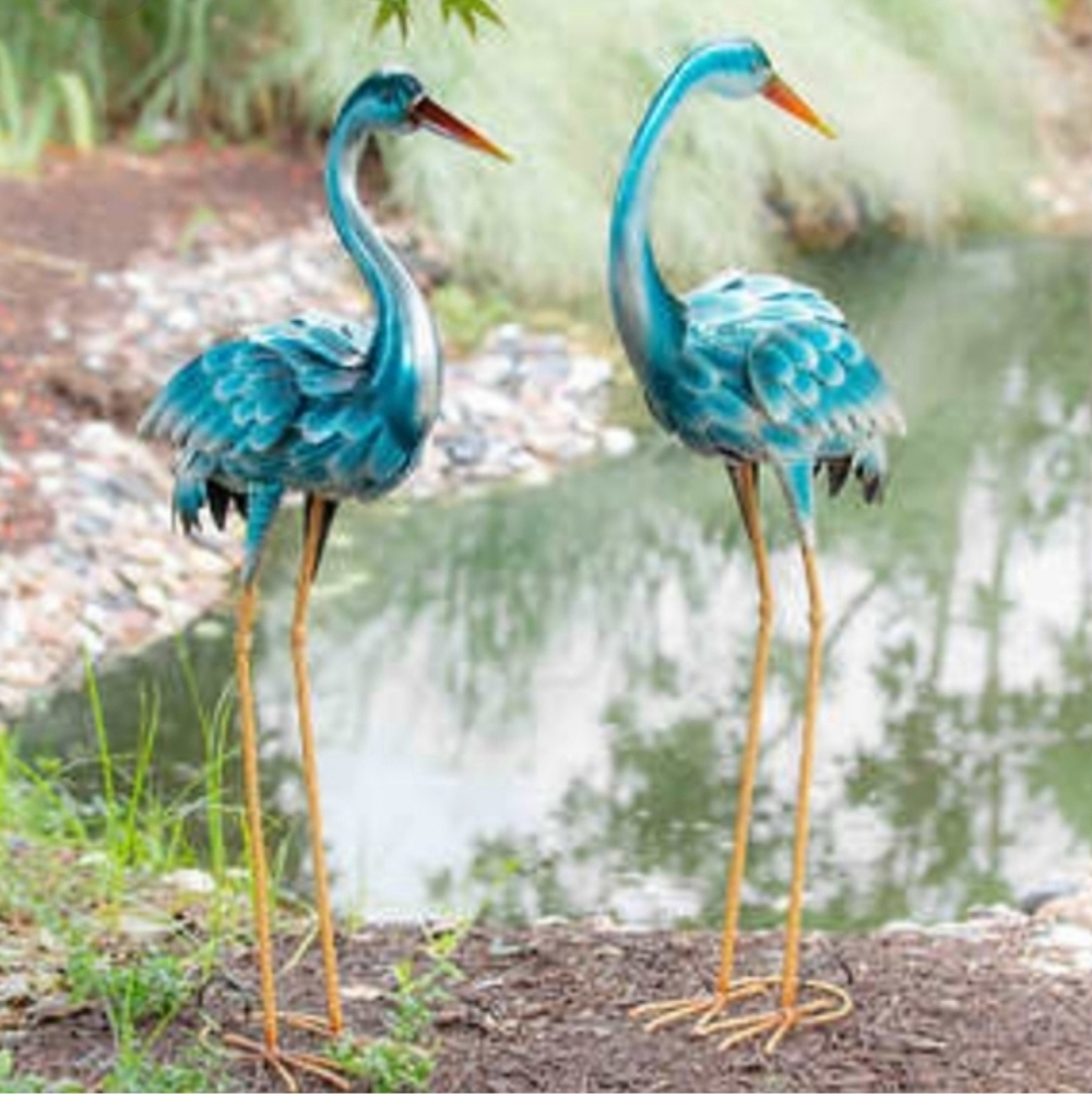 35" Blue Heron Statue Pair brand new